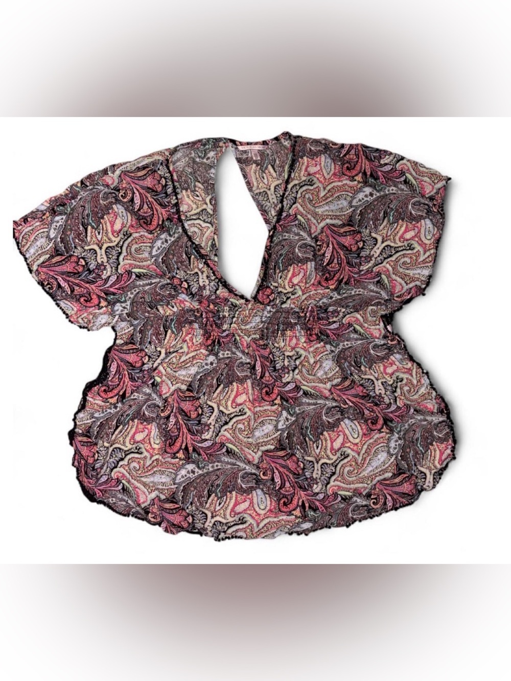 Victoria's Secret Paisley V-Neck Peasant Top - Pink Multi